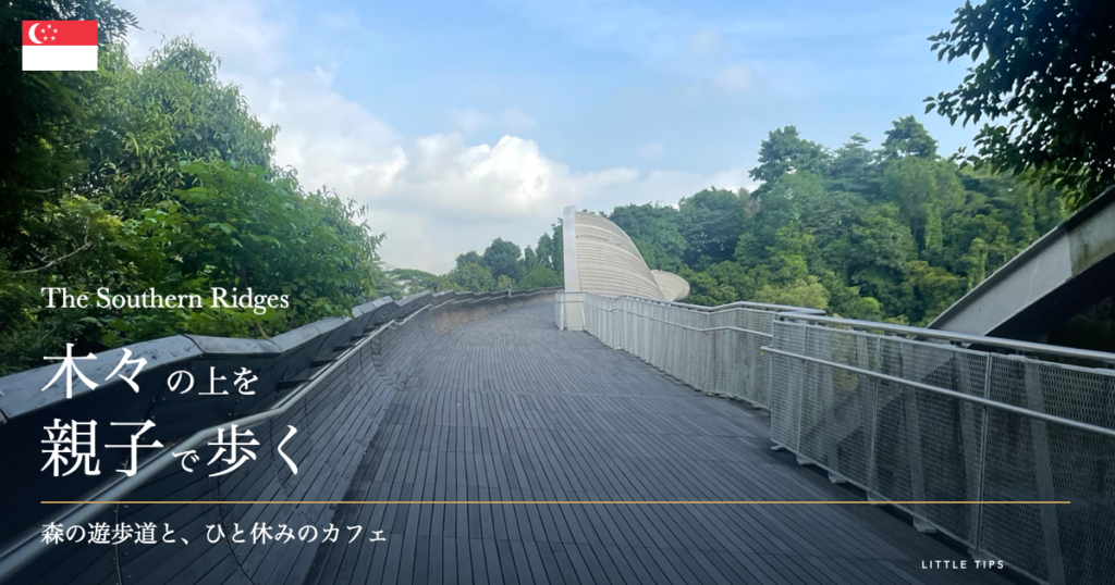 サザンリッジーズの遊歩道。木々の上を親子で歩く