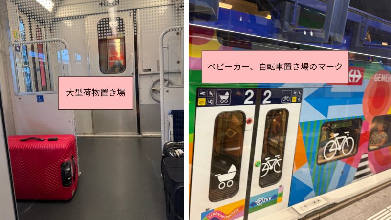 スイスの電車の荷物置き場