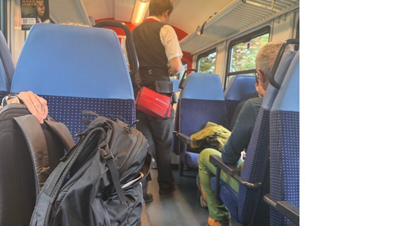 スイスの鉄道内での検礼の様子
