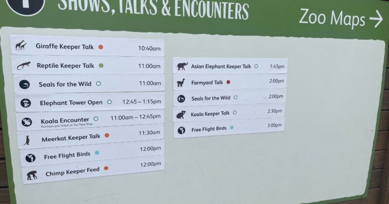 タロンガ動物園のイベントスケジュール
