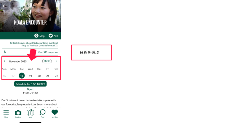 タロンガ動物園のコアラエンカウンター予約方法図解5