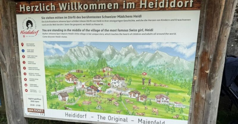 スイス マイエンフェルトにあるハイジ村の地図の看板