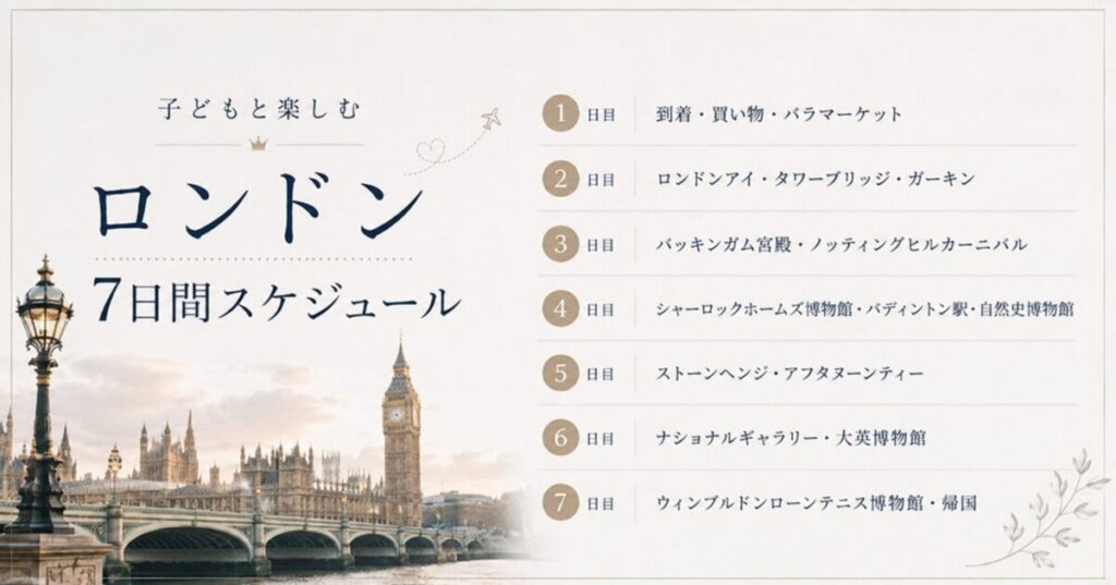 子どもと楽しむロンドン7日間スケジュール
