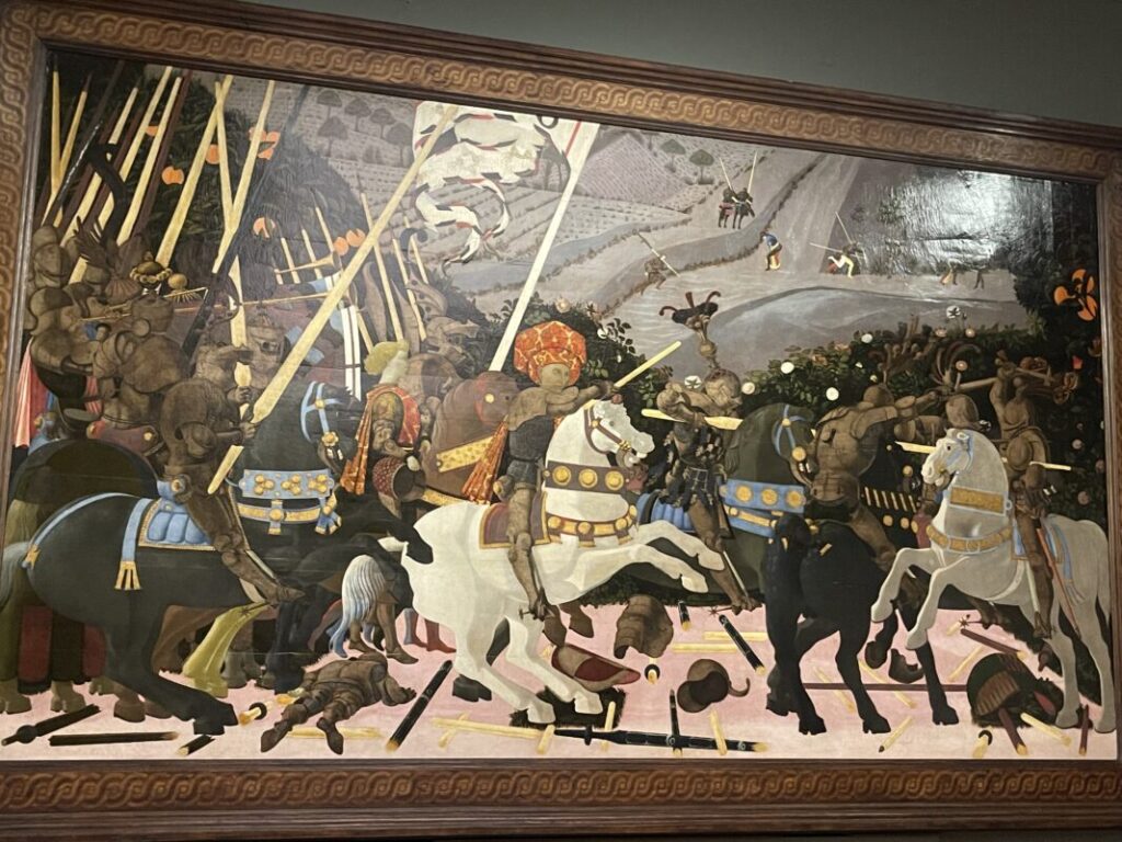 ナショナル・ギャラリーに展示されているウッチェロの絵画「サン・ロマーノの戦い」