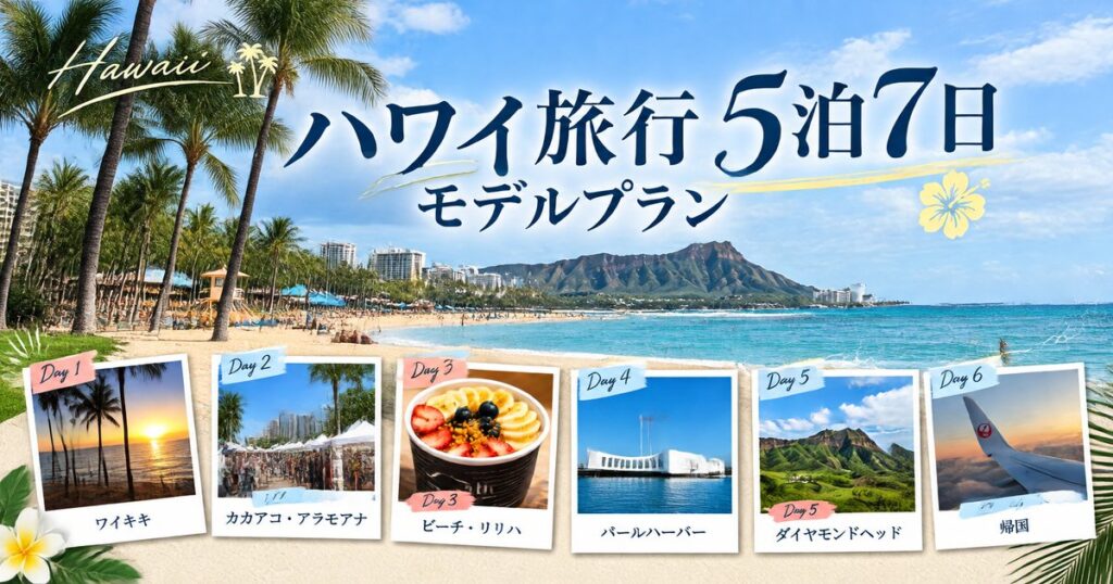 ハワイ旅行5泊7日のモデルプラン
